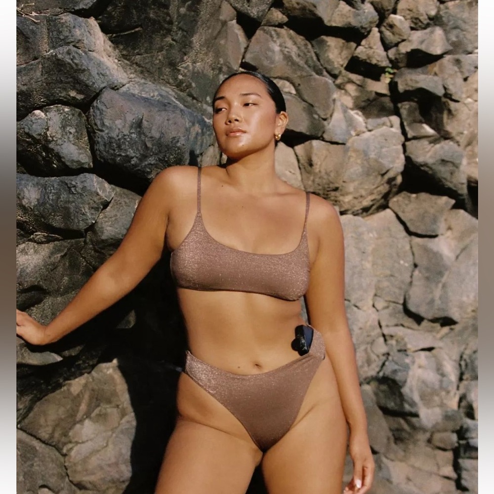 TJ Swim Bikini Set- Iris Top Harper Bottoms in Coffee Shimmer NWT